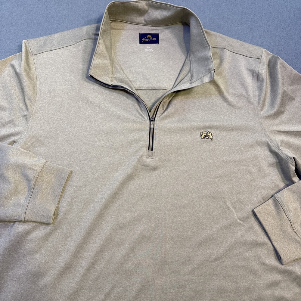 Tourney SHIRT Mens XL  TAN 1/4 Zip Long Sleeve Golf Outdoor Pullover